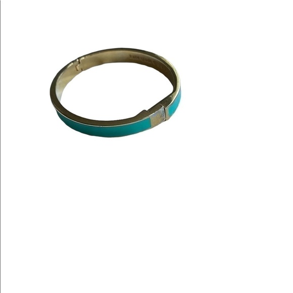 Kate Spade New York Like Hotcakes Gold Tone Teal Enamel Bangle Bracelet with Bag - Picture 7 of 15